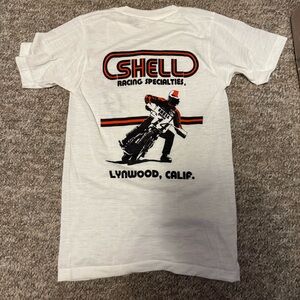 Vintage 70’s Shell Racing Specialties Men's White Graphic Short Sleeve Tee